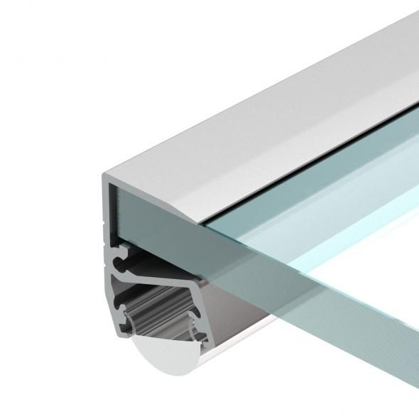 LEDsikon® LED ALU Glas-Profil EDGE-T-10-2m eloxiert LK#522221 