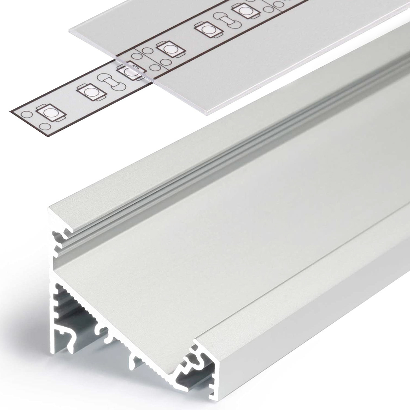 LEDsikon® LED Alu Leiste Eckprofil Set CABI 12mm 2m mit Blende klar/transparent 