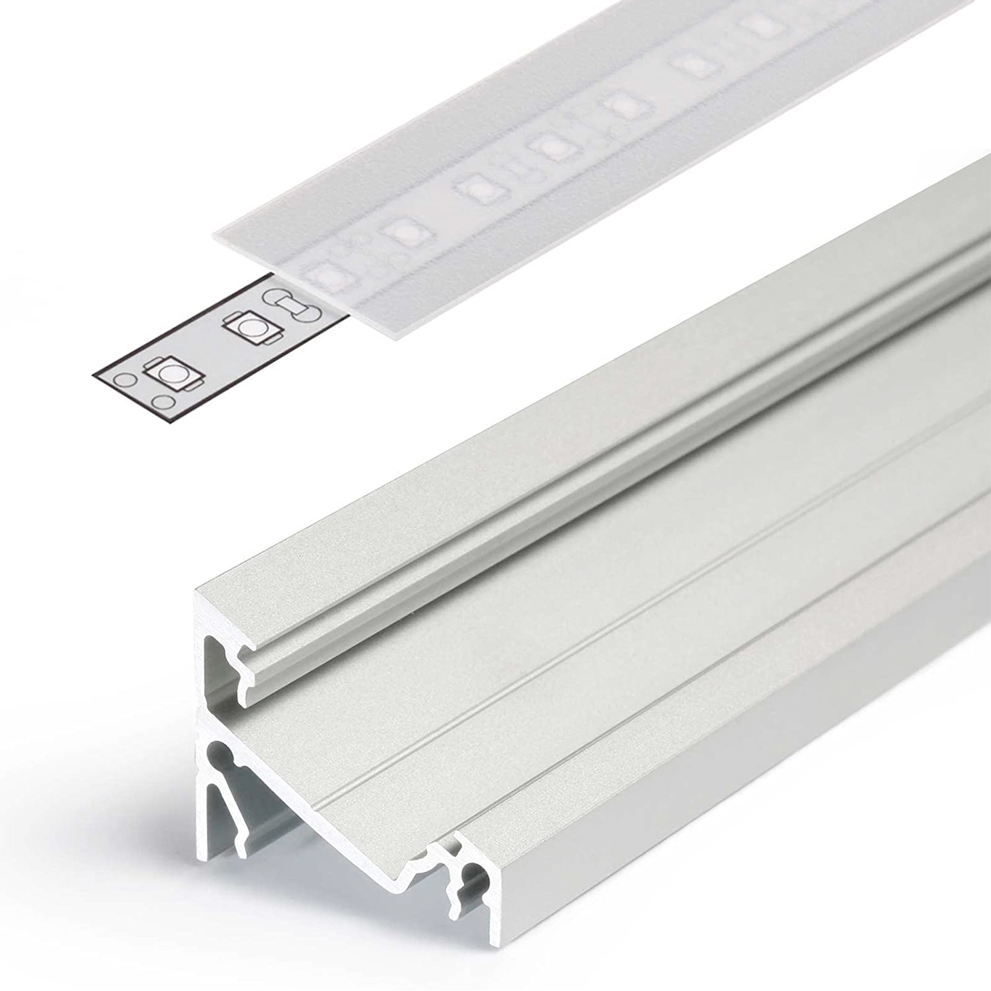 LEDsikon® LED Aluminium Profil Eckprofil Set CORNER 10mm Blende 2m inkl 