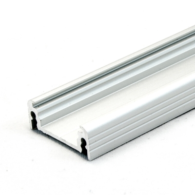 LED Aluminium Anbauprofil Set SURFACE 10mm (2m), eloxiert inkl. Blende (klar/transparent), Befestigungsclips und Endkappen für LED-Streifen/indirekte Beleuchtung