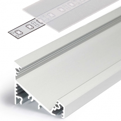 LED Aluminium Eckprofil Set CORNER 27mm (2m) eloxiert inkl. Blende (raureif/diffus), Befestigungsclips und Endkappen für LED-Streifen/indirekte Beleuchtung