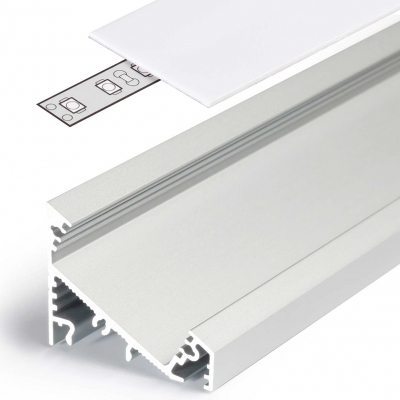 LED Aluminium Eckprofil Set CORNER 27mm (2m) eloxiert inkl. Blende (klar/transparent), Befestigungsclips und Endkappen für LED-Streifen/indirekte Beleuchtung